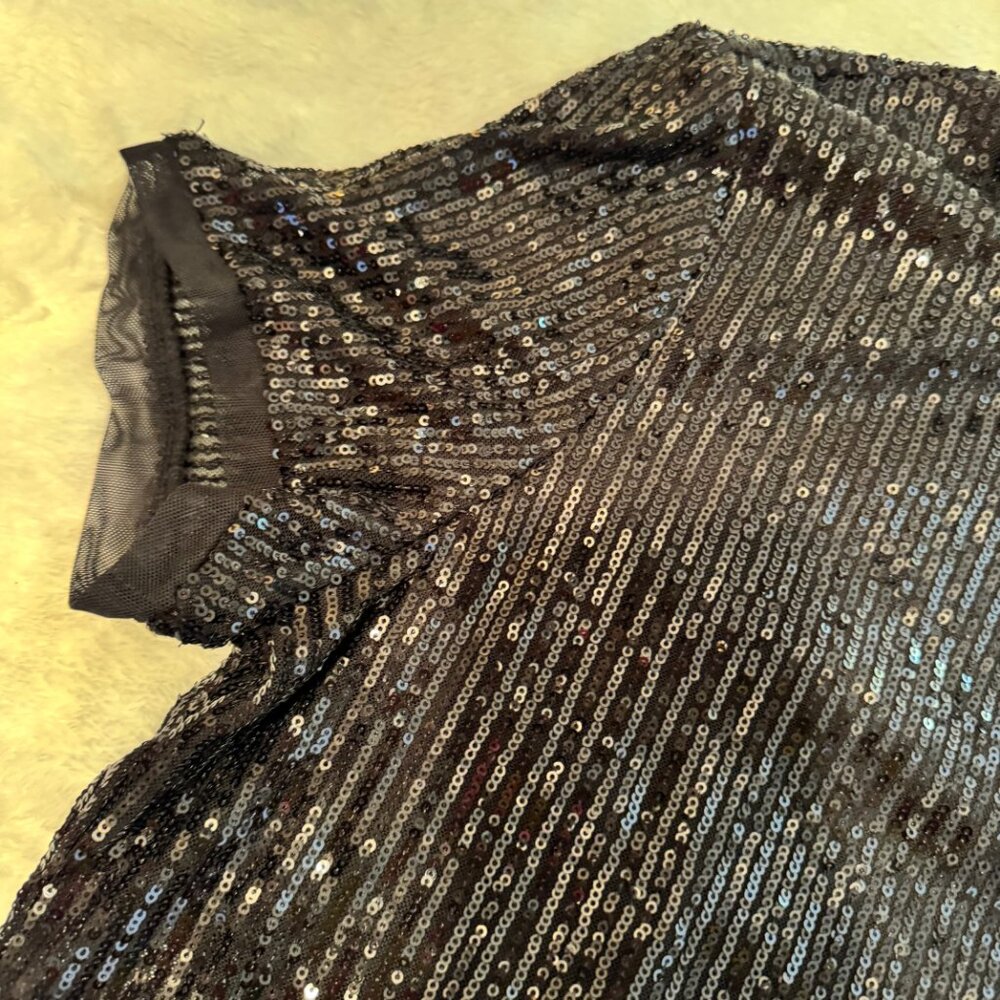 Anne Klein Woman Black Short Sleeve Sequin Top Size 1X - Picture 4 of 16